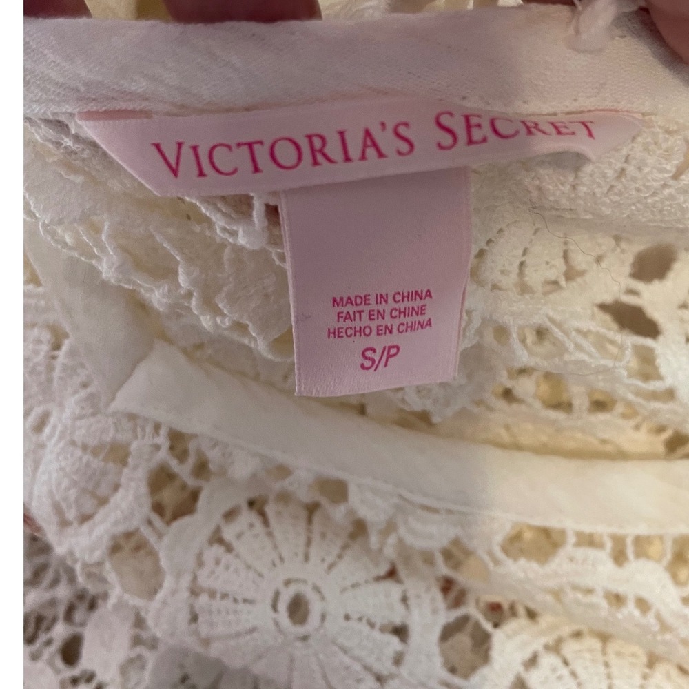 Victoria's Secret Ivory Crochet Lace Swim Cover Up Dress Lace Up Back Small - Picture 4 of 8